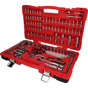 kstools KS Tools 1/4'' + 1/2'' CHROMEplus dopsleutelset, 151 delen, Flank Traction