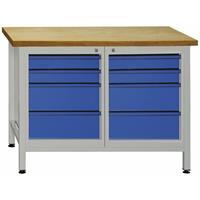 ADB BETRIEBSEINRICHTUNGEN GMBH ADB Werkbank Werktisch Werkstatt Arbeitstisch mit 8 Schubladen 1200x600x840 mm
