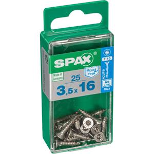 Edelstahlschraube, 3,5 x 16 mm, 25 Stück, Vollgewinde, Senkkopf, t-star plus T15, 4CUT - 4197000350161 - Spax