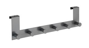 Türgarderobe Celano Grau, 6 Haken, für Türfalzstärken bis 2 cm, Grau, Stahl grau - grau - Wenko