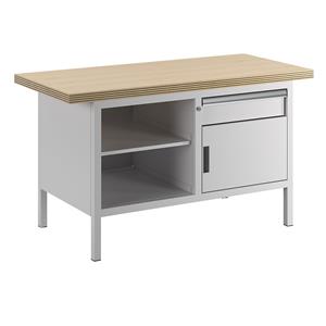 LISTA Werkbank, stellingbouw, 1 lade, 1 deur, 3 legborden, kastframe lichtgrijs, front lichtgrijs