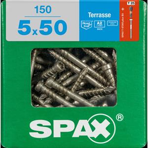 Terrassenschraube, 5 x 50 mm, 150 Stück, Fixiergewinde, Zylinderkopf, t-star plus T25, CUT-Spitze - 4507000500506 - Spax