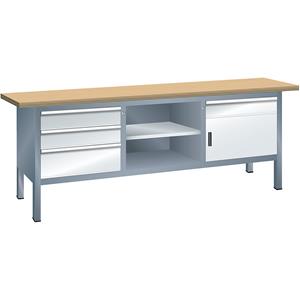 CERTEO Lista Kompaktwerkbank, Tiefe 700 mm - Breite 2000 mm, 4 Schubladen, 1 Tür,