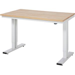 RAU Werktafel, elektrisch in hoogte verstelbaar, massief beukenhouten blad, draagvermogen 300 kg, b x d = 1250 x 800 mm