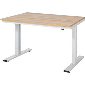 RAU Werktafel, elektrisch in hoogte verstelbaar, massief beukenhouten blad, draagvermogen 300 kg, b x d = 1250 x 1000 mm