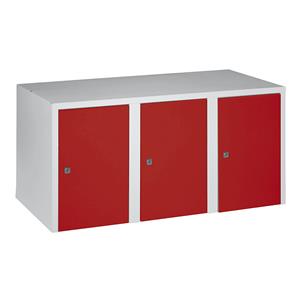 Wolf Opzetkast, 3 afdelingen, h x b x d = 445 x 900 x 500 mm, vuurrood