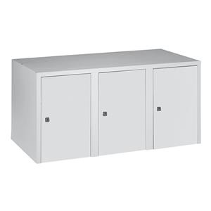 Wolf Aufsatzschrank - 3 Abteile, HxBxT 445 x 900 x 500 mm - lichtgrau - 