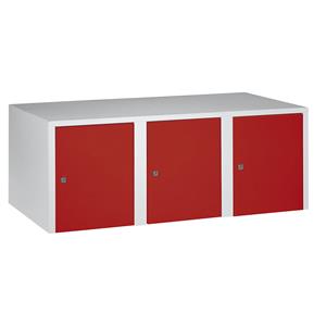 Wolf Opzetkast, 3 afdelingen, h x b x d = 445 x 1200 x 500 mm, vuurrood