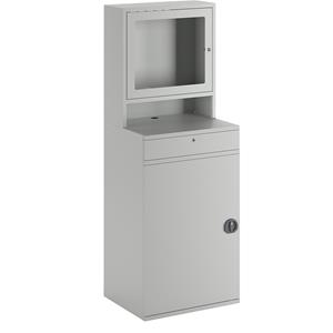 EUROKRAFTpro Computer-werkstation, staalplaat, h x b = 1770 x 650 mm, met monitorkast, deurkleur lichtgrijs