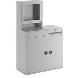 EUROKRAFTpro Computer-werkstation, staalplaat, h x b = 1770 x 1100 mm, met monitorkast, deurkleur lichtgrijs