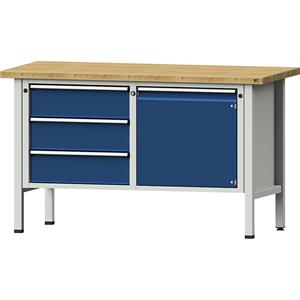 ANKE Werkbank, stellingbouw, 3 laden, deur 540 mm, hoogte 890 mm, massief beukenhout