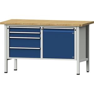 ANKE Werkbank, stellingbouw, 4 laden, deur 540 mm, werkhoogte 890 mm, massief beukenhout