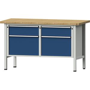 ANKE Werkbank, stellingbouw, 2 laden 180 mm, 2 laden 360 mm, hoogte 890 mm, massief beukenhout
