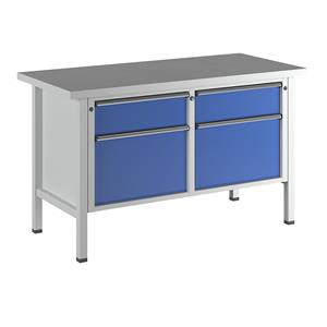 ANKE Werkbank, stellingbouw, 2 laden 180 mm, 2 laden 360 mm, hoogte 890 mm, universeel blad