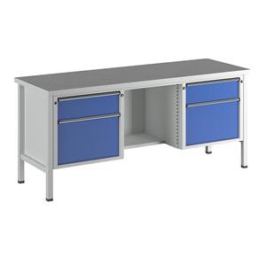 ANKE Werkbank, stellingbouw, laden 2 x 180 mm, 2 x 360 mm, ½ legbord, hoogte 890 mm, universeel blad
