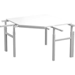 Treston Werktafel, manueel in hoogte verstelbaar 650 tot 900 mm, koppeling 90°, voor 2 basistafels met etageplateau, diepte 700 mm