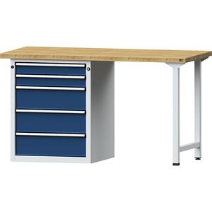 ANKE Werkbank, stellingbouw, 5 laden, breedte 1500 mm, massief beukenhout