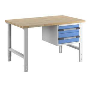 EUROKRAFTpro Werkbank, modulair systeem, met 2 laden, diepte 900 mm, breedte 1500 mm