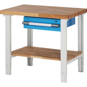 EUROKRAFTpro Werkbank, modulair systeem, 1 lade, 1 aflegbord, diepte 700 mm, breedte 1000 mm