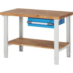 EUROKRAFTpro Werkbank, modulair systeem, 1 lade, 1 aflegbord, diepte 700 mm, breedte 1250 mm
