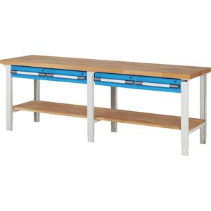 EUROKRAFTpro Werkbank, modulair systeem, 4 hangladen, 1 aflegbord, diepte 700 mm, breedte 2500 mm