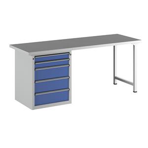 ANKE Werkbank, stellingbouw, 5 laden, breedte 2000 mm, universeel blad