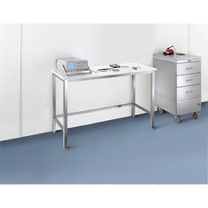 Cleanroomtafel met polypropyleen-blad, frame van roestvast staal, hoogte 900 mm, b x d = 1000 x 600 mm