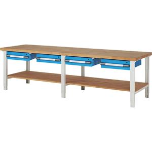 EUROKRAFTpro Werkbank, modulair systeem, 4 hangladen, 1 aflegbord, diepte 900 mm, breedte 3000 mm