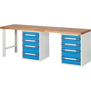 EUROKRAFTpro Werkbank, modulair systeem, met 8 laden, extra breed, diepte 700 mm, breedte 2500 mm