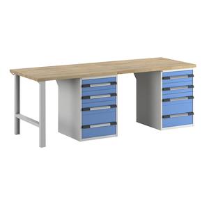 EUROKRAFTpro Werkbank, modulair systeem, met 8 laden, extra breed, diepte 900 mm, breedte 2500 mm