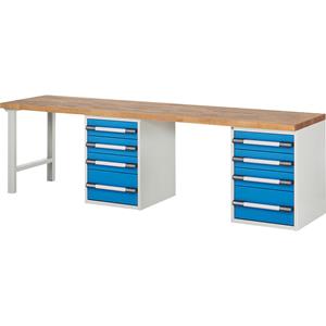 EUROKRAFTpro Werkbank, modulair systeem, met 8 laden, extra breed, diepte 700 mm, breedte 3000 mm