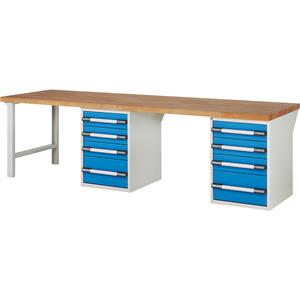 EUROKRAFTpro Werkbank, modulair systeem, met 8 laden, extra breed, diepte 900 mm, breedte 3000 mm