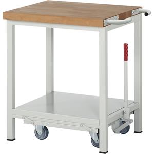 EUROKRAFTpro Verrijdbare werkbank, stellingbouw, verrijdbaar en neerlaatbaar, met 1 legbord, breedte 750 mm