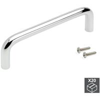 EMUCA Möbelgriff, D. 8 mm, Achsabstand 96 mm, Stahl, Verchromt, 20 St. - 