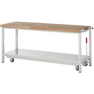 EUROKRAFTpro Verrijdbare werkbank, stellingbouw, verrijdbaar en neerlaatbaar, met 1 legbord, breedte 2000 mm