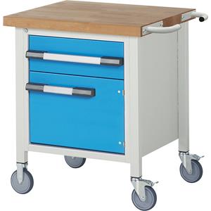 EUROKRAFTpro Verrijdbare werkbank, stellingbouw, verrijdbaar, 1 lade, 1 deur, legbord, breedte 750 mm