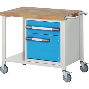 EUROKRAFTpro Verrijdbare werkbank, stellingbouw, verrijdbaar, 1 lade, 1 deur, legbord, breedte 1000 mm