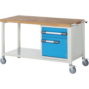 EUROKRAFTpro Verrijdbare werkbank, stellingbouw, verrijdbaar, 1 lade, 1 deur, legbord, breedte 1500 mm