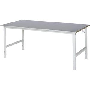 RAU Werktafel, in hoogte verstelbaar, 760 - 1080 mm, plaatstalen toplaag, b x d = 2000 x 1000 mm, lichtgrijs