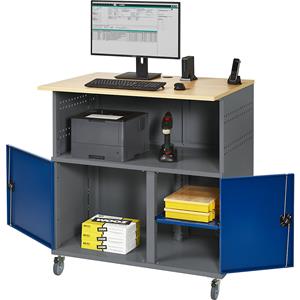 RAU Pc-tafel, met tussenwand en wielenset, antraciet metallic / gentiaanblauw RAL 5010