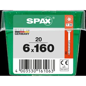 Universalschraube, 6 x 160 mm, 20 Stück, Teilgewinde, Senkkopf, t-star plus T30, 4CUT, wirox - 4191010601612 - Spax