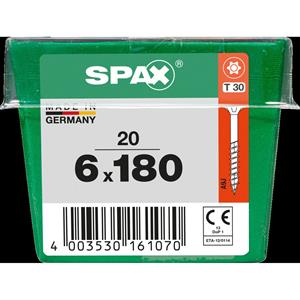 Spax - Universalschraube, 6 x 180 mm, 20 Stück, Teilgewinde, Senkkopf, t-star plus T30, 4CUT, wirox - 4191010601812