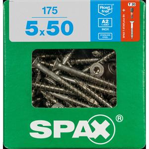 Spax - Edelstahlschraube, 5 x 50 mm, 175 Stück, Teilgewinde, Senkkopf, t-star plus T20, 4CUT - 4197000500506