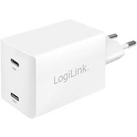 Logilink USB-Lader  PA0231, 2-fach, 48 W, 2xUSB-C, GaN-Technologie, weiß