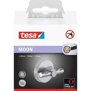 Tesa Handtuchhaken Garderobenhaken Klebehaken | selbstklebend ohne Bohren | verchromt & rostfrei | easy on Klebelösung | MOON Badserie - 