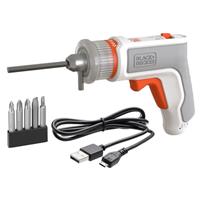 BLACK+DECKER BCRTA01 3.6V Montageschroevendraaier | USB laadkabel | 5x Schroefbits | 1x Hex key/inbussleutel - BCRTA01-XJ