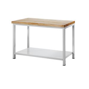 RAU Werkbank, stellingbouw, 1 aflegplateau van plaatstaal, diepte 700 mm, breedte 1250 mm