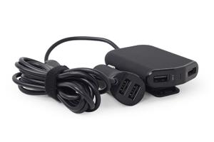 EnerGenie 4-poorts USB lader voor in de auto (voor + achter), 9.6 A, black