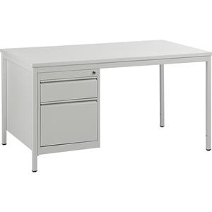 EUROKRAFTbasic Universeel bureau, lichtgrijs, laden 1 x 140 mm, 1 x 280 mm, b x d = 1400 x 800 mm