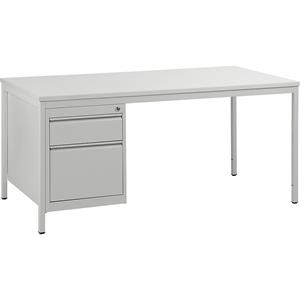 EUROKRAFTbasic Universeel bureau, lichtgrijs, laden 1 x 140 mm, 1 x 280 mm, b x d = 1600 x 800 mm